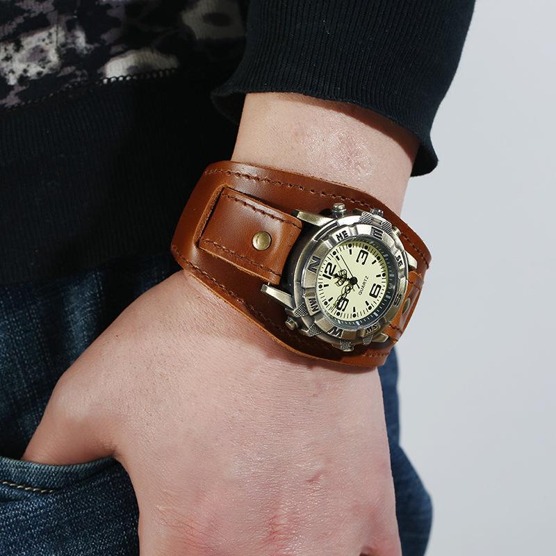 Unisex Punk Retro Leather Watch Bracelet – Versatile Fashion Hip Hop Style