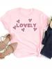 Love Heart Print Women T Shirt Summer Funny Short Sleeves O Neck  Tops Tee Female 90s Casual Fashion Clothing