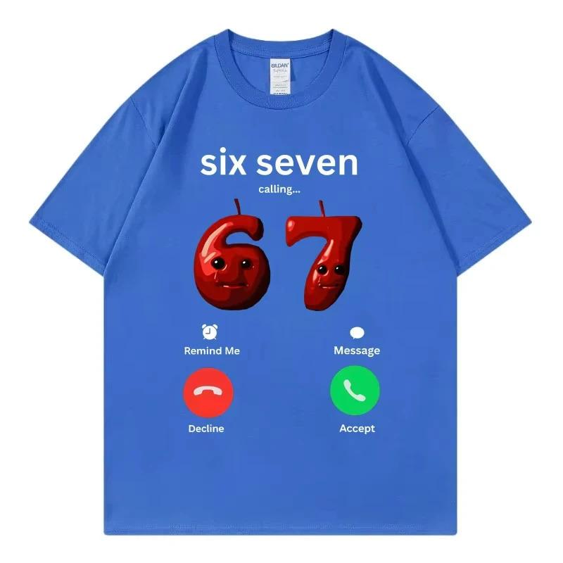 Europäische Größe Reines Baumwoll "67 ruft" Lustiges Meme Unisex T-Shirt