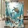 Oceanic Turtles Adventure Theme blanket Lightweight Warm Flannel Blanket Decorative Throw Blanket for Home Decoration