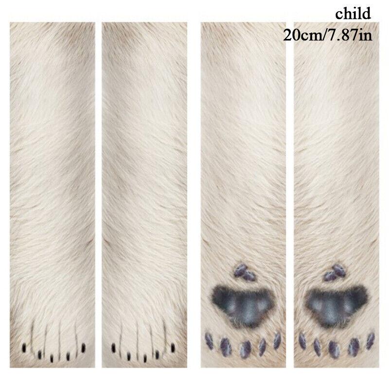 

Забавные эластичные носки унисекс для взрослых и детей, носки с 3D принтом в виде лап животных, Великобритания child white bear