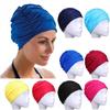Hot Ears Pleated Free size Long Hair Protect Pool Bathing Hats Elastic Nylon Turban Swimming Cap