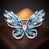 Blue Crystal Butterfly Insect Brooch, Luxury Elegant Lapel Pin, High-grade Fashion Ornament for Women Dinner Party Outfit