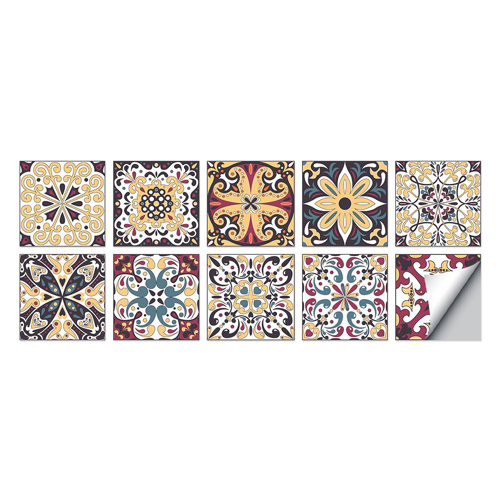 Tile Stickers Waterproof Kitchen Retro Moroccan Self Adhesive Bathroom Decal Vinyl Peel And Stick Wall Decoration Wallpaper NONE