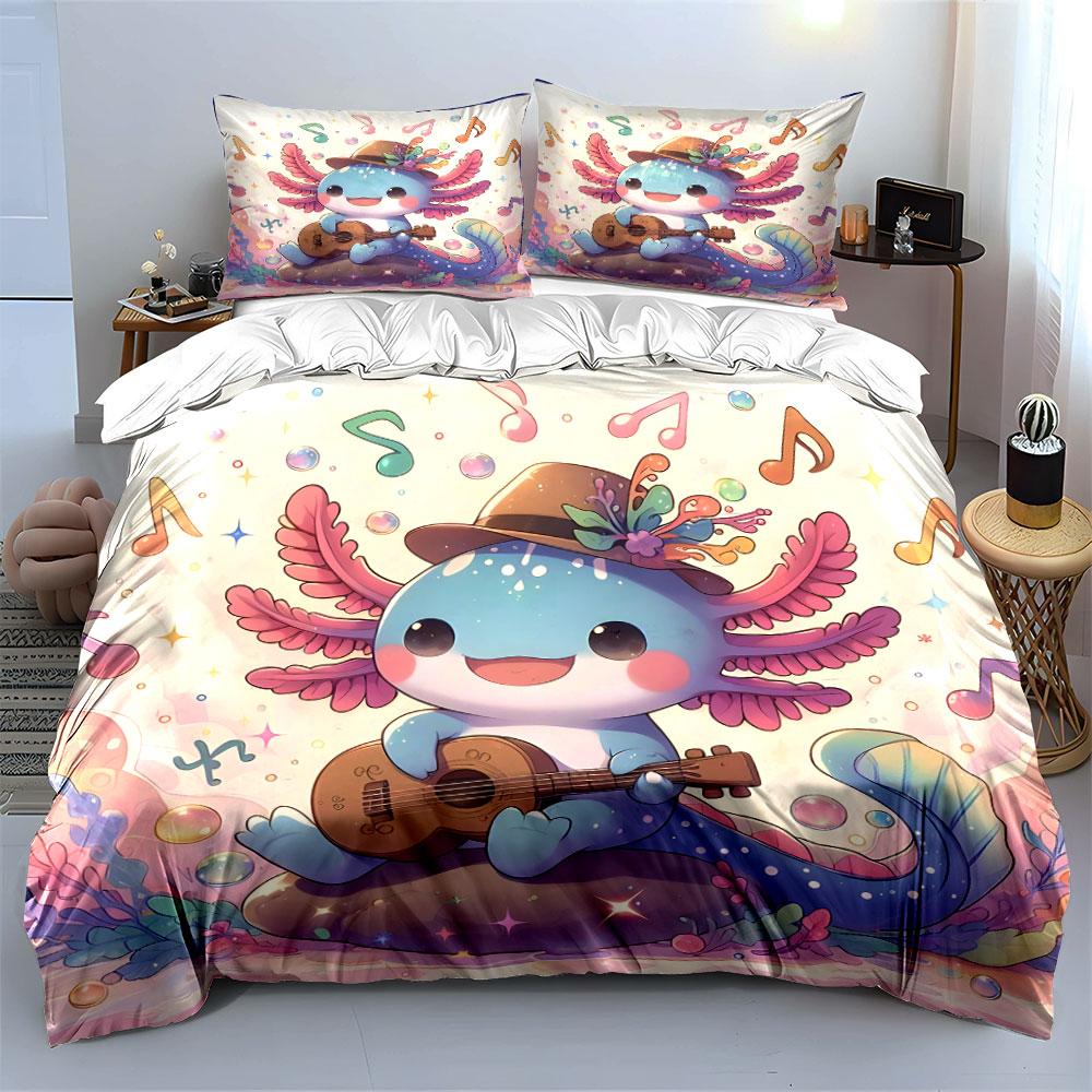 Musical Axolotl Set For Decoration Exquisite Three-Piece Bedding Set Gift For Kids And Adults