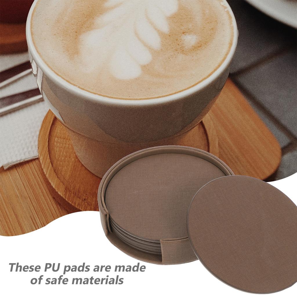6pcs Tea Cup Pads Set Heat-Resistant Anti-Skid Pu Tumbler Mats For Home Kitchen Round Protective Cup Pads Practical Bottle Mats
