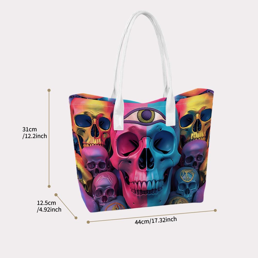 Gothic Skull Print Trendy Shoulder Tote Bag for Daily Use