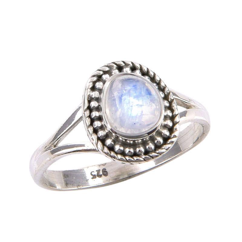 Natural Rainbow Moonstone Gemstone Handmade 925 Sterling Silver Ring S.7.5 u9E31