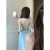 Seaside beach vacation dopamine suspender dress women's summer one-word shoulder waist halter skirt strap a-word skirt
