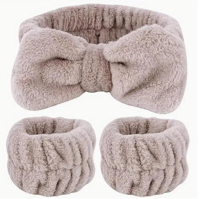 Korallfleece Weiches Waschband Überkreuzter Knoten Stirnband Elastisches Haarband für Damen Mädchen Gesicht waschen Turban Kopfbedeckung Haaraccessoires