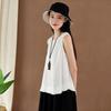 Frühling und Sommer neue Baumwoll- und Leinen-Damenbekleidung literarisch und retro Leinen Fransenrand Trägertop Damen Unterteil kleines Weste