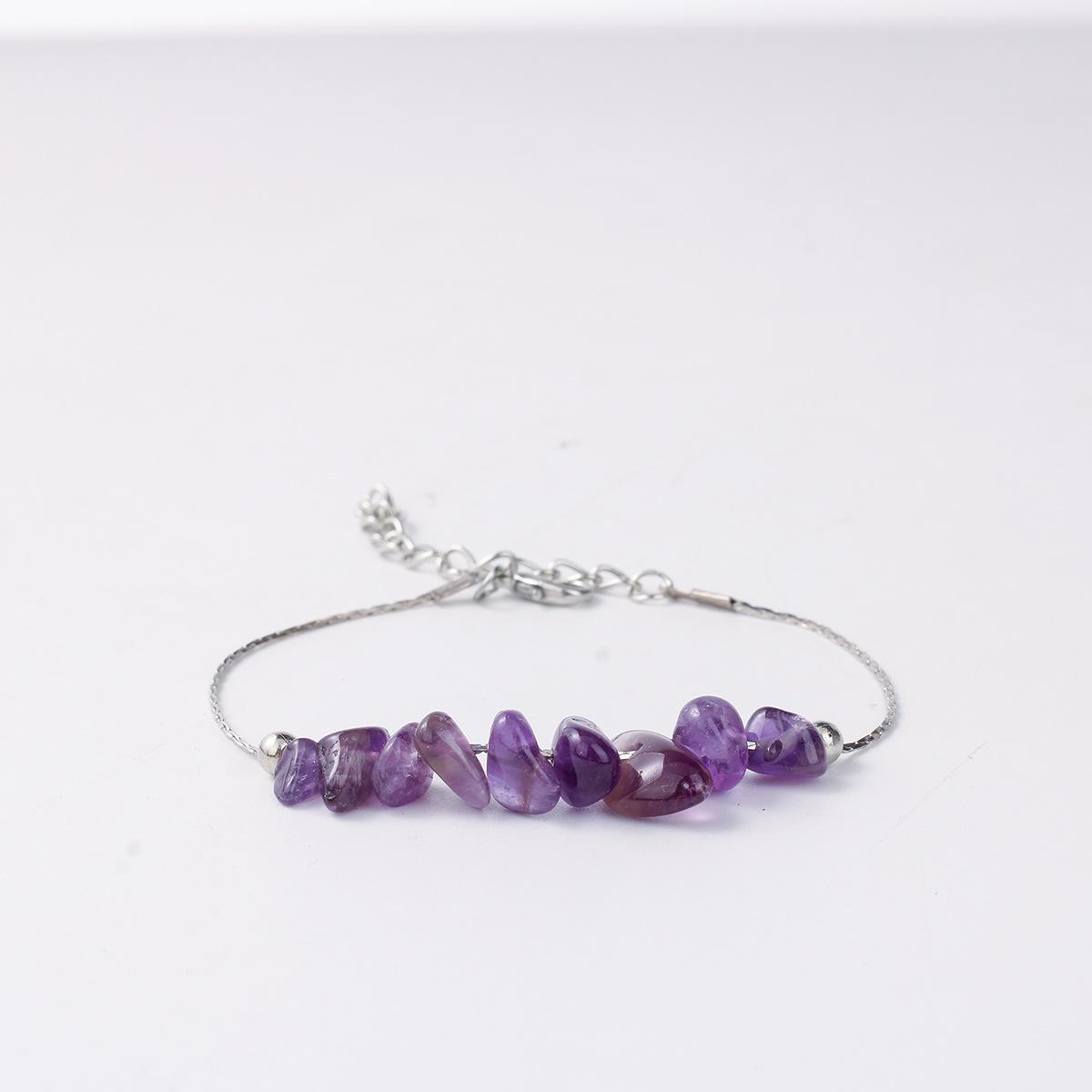 

Festive Gifts Amethyst Gravel Beaded Bracelet With Silver Chain Elegant Fashion Jewelry For Women Daily Wear Simple Versatile Accessory