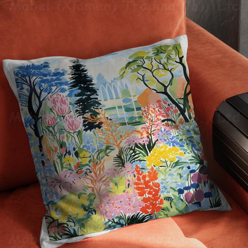 Květinová zahrada Barevný umělecký tisk Polštář Dárky Domácí kancelářské vybavení Ložnice Pohovka Potah na polštář do auta pouzdro 45x45cm
