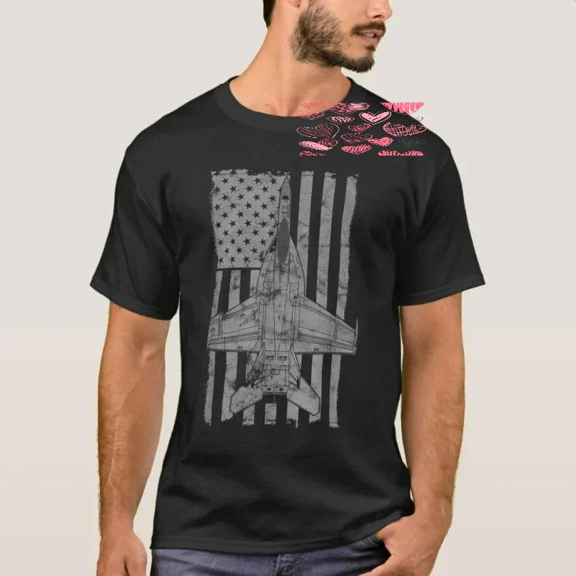 Retro USA Flag F18 Super Hornet Strike Fighter TShirt 100 Cotton ONeck Summer Short Sleeve Casual Unisexs Tshirt Size S3XL