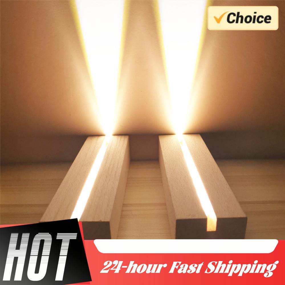 1-5 Stück LED Holzlicht Display Kristall Holzleuchtende Basis Ständer Acryl Lichtplatte Basis USB Holzbasis für Harzkunst Lichter