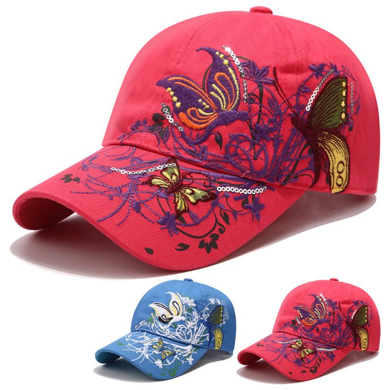 Women Butterflies Flower Embroidery Caps Women Girl Sun Hats Casual Snapback Caps Women Baseball Cap Winter Autumn