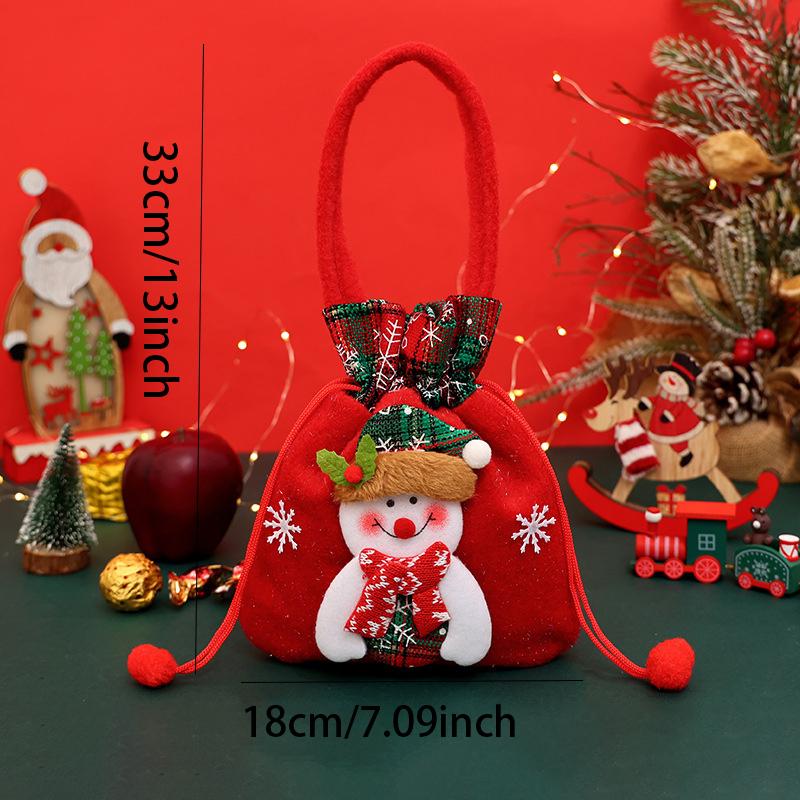 1pc Christmas Gift Bags Handbags Bags Cartoon Snowman Bear Childs Gift Reusable Storage Bags New Year Celebration Party Gift