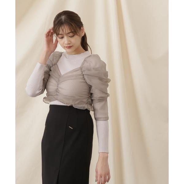 [JILL by JILL STUART] Gathered Short Take Blouse Layered Knit