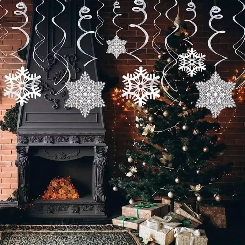 Charming Christmas Snowflake Hanging Decorations With Spiral Design For Festive Displays