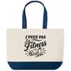 Large Blue Bottom Tote Bag I Can't I Have Fitness I Can't Minimalist | Cotton Canvas 170 G/m² 27 L Inner Pocket Handles 64