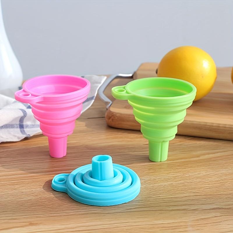4pcs, Funnel, Mini Funnel, Silicone Collapsible Funnel, Foldable Funnels For Water Liquid Oil, Kitchen Gadgets Accessories, Kitchen Utensils