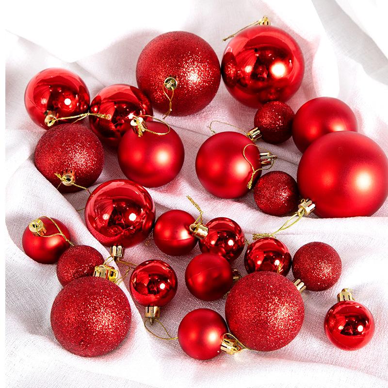 Cross-border Christmas Ornaments 24PCS3/4/5/6/7/8cm Drum Christmas Ball Set Christmas Pendant Wholesale Gold 3cm 24 pieces