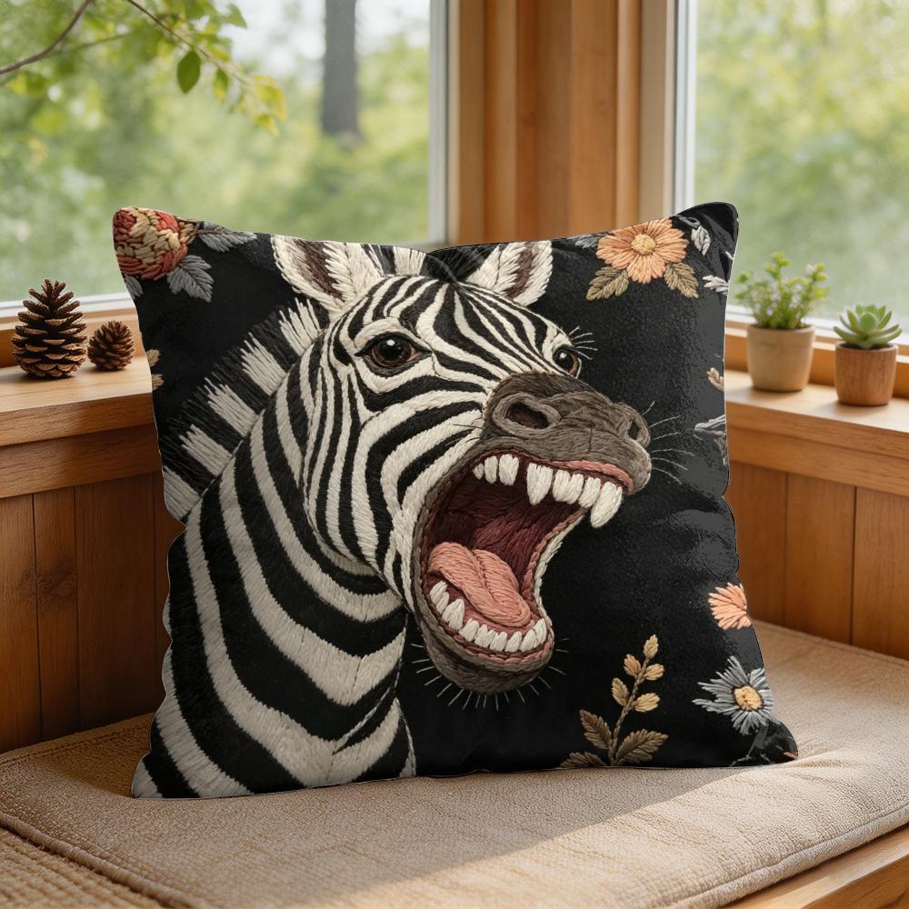 2D Scream Animals Retro Kissenbezug Seidiger Kurzer Plüsch Unsichtbarer Reißverschluss Staubdicht Sofakissenbezug Für Heimdekoration
