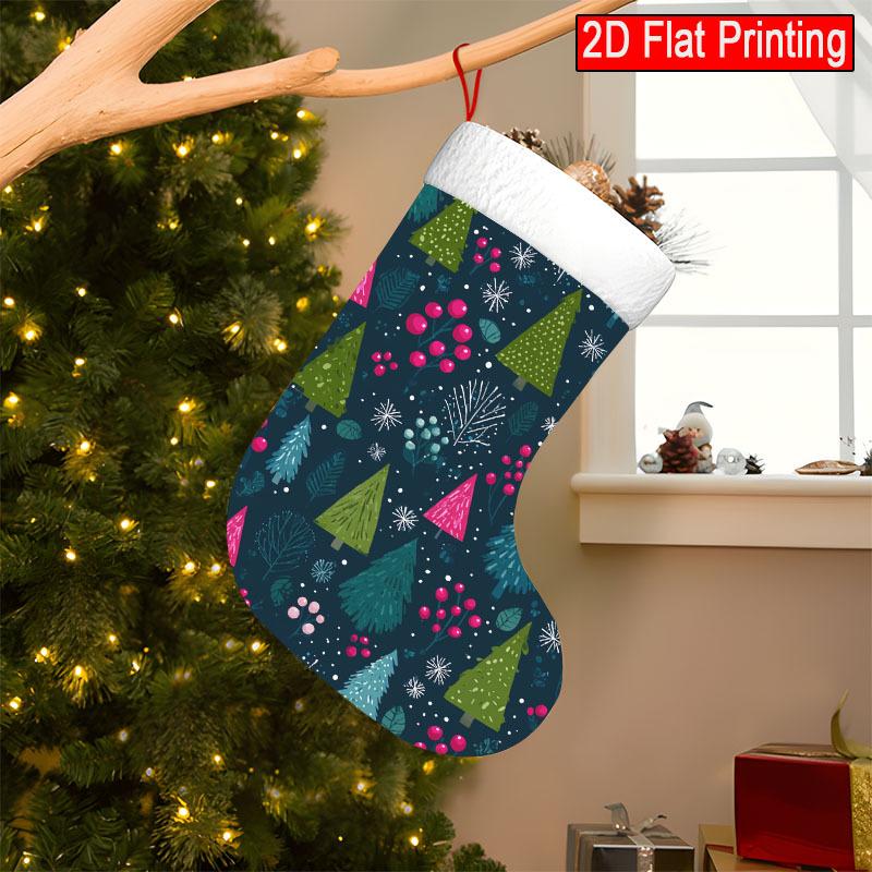 Christmas decoration fireplace hanging stocking1pc Dark Blue Christmas Stocking Ornament with Santa Claus Hang