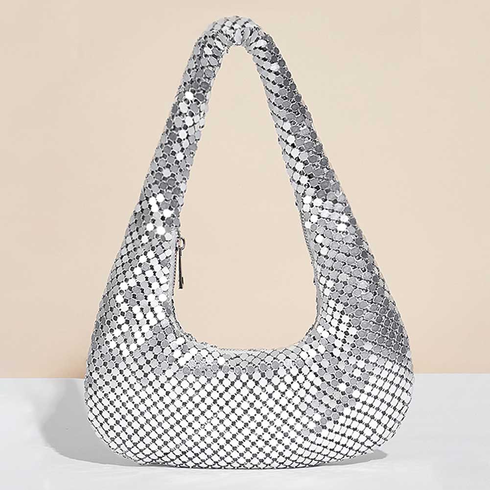 

Женская вечерняя сумка с пайетками, простая наплечная сумка, застежка-молния, блестящая сумка под мышкой, блестящий вечерний кошелек, сумка с верхней ручкой серебряный