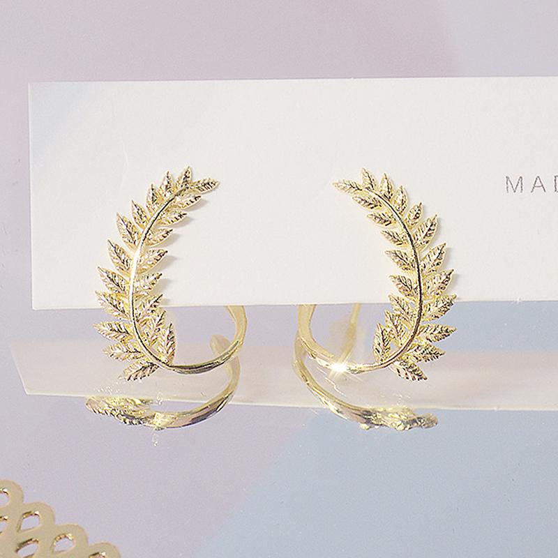 Leaf Shape 14k Gold Plated Earrings Feminine Glamour Jewelry Gifts Valentine 'S Day Gifts Ladies Girls Luxury Accessories