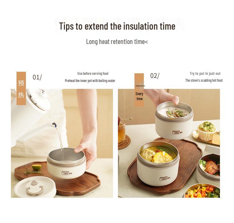 304 Stainless Steel Multi-layer Bento Box with Soup Bowl - Portable & Insulated