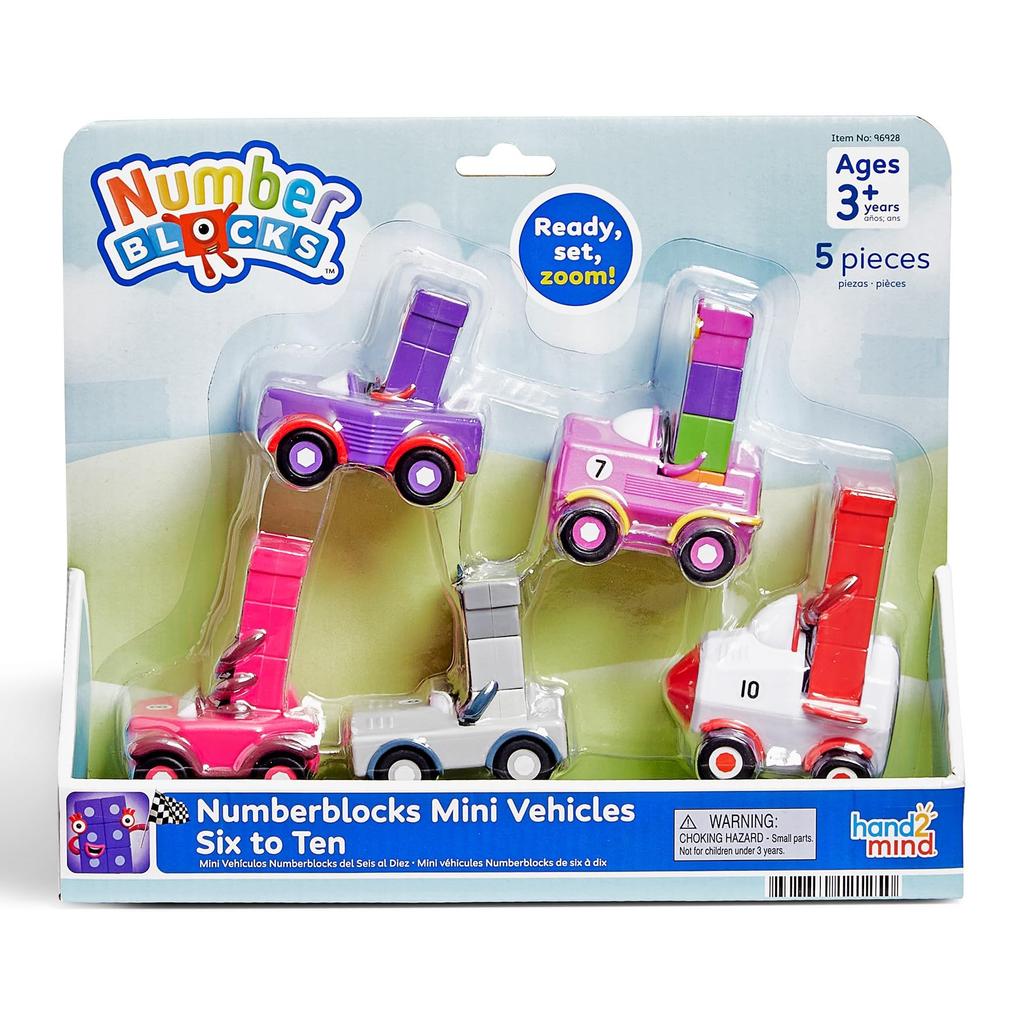 Numberblocks Numberblocks Miniature Car Figure Character Authentic Set, 6-10 Cars, 5-Piece Set, 96928,