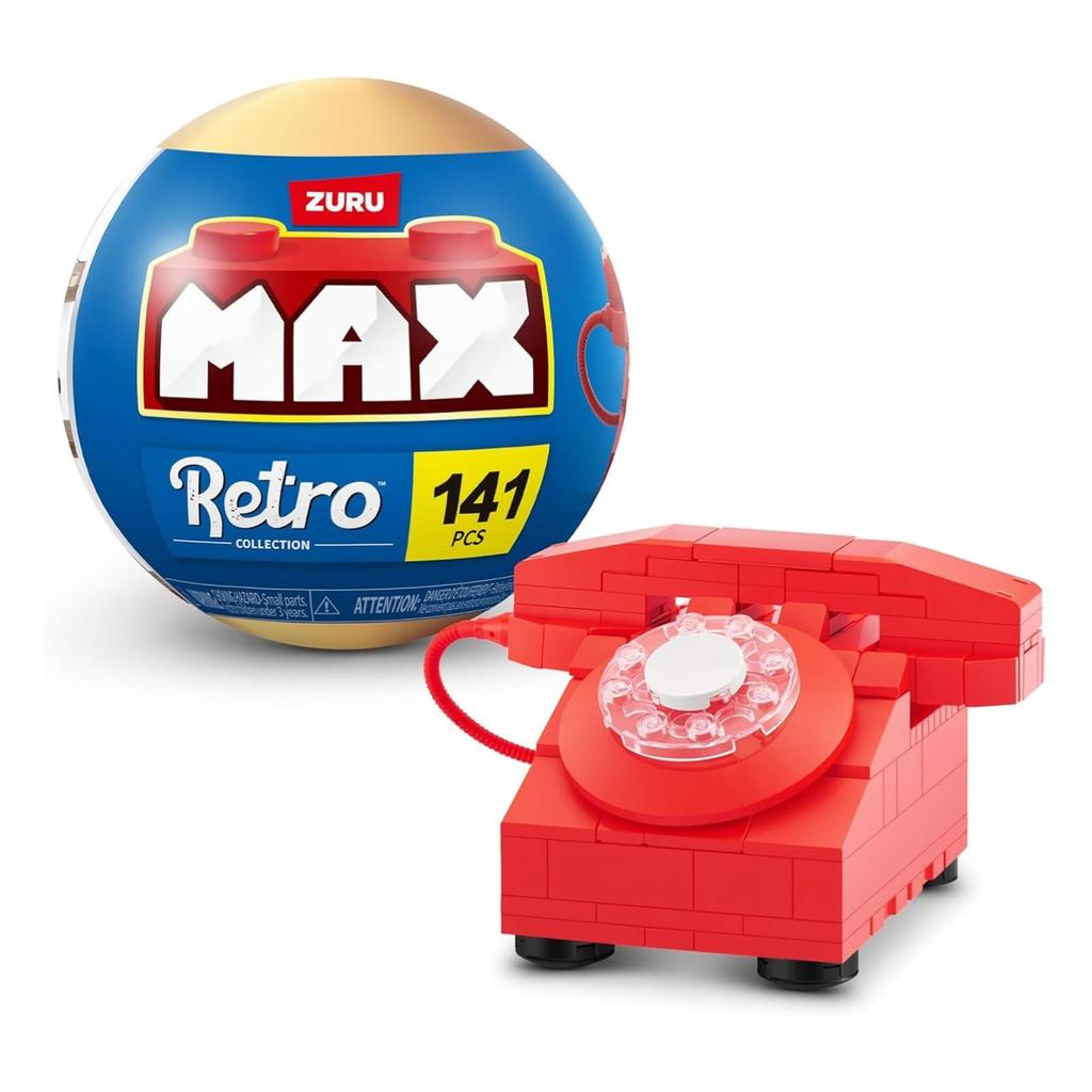 ZURU Max Premium Telefon Zulu Max Premium Červený Telefon Miniaturní Bloková Kolekce Kapslová Hračka Autentický Retro Retro 141 Dílků