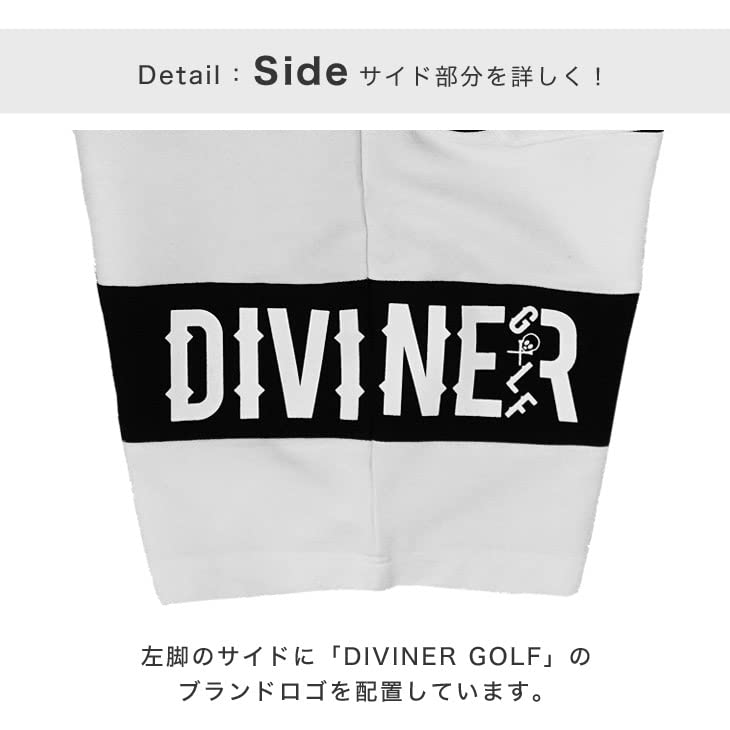 Golf Birder Stretch Above the Belt [DIVINER GOLF] Men's Shorts, Pattern, Sportswear, Material, Knee, Loops, XL, Black/White