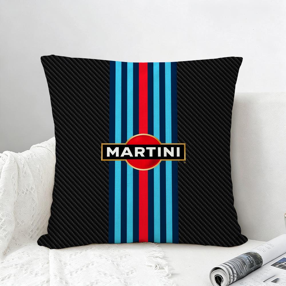 Motorsport Martini Racing Cushion Cover Natural Linen Pillowcase Set AllinOne Decor for Sofa Bedroom Chair