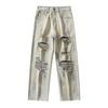 New Spring and Summer Scimitar Pants Dirty Pants Burnt Street Jeans Trousers