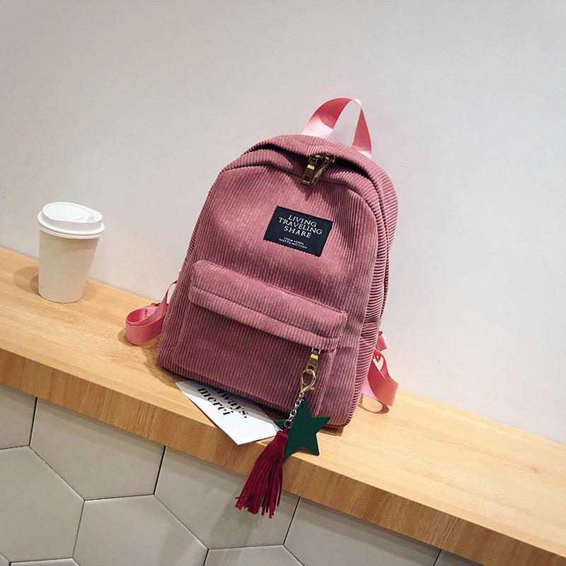 Women Mini Backpack Casual Travel School Bag Lightweight Daypack Small Shoulder Backpack with Front Pocket Tassel Pendant