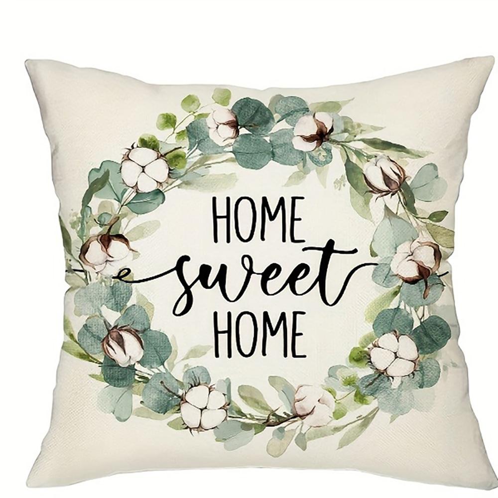 1/4pcs Floral Patterned Pillowcases with Inspiring Sayings Sofa cushion cover home bedroom room decoration