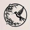 1pc Black Flower Bird Round Metal Wall Decor For Bedroom Living Room Garden Entrance Ornament Accessories 30*30cm
