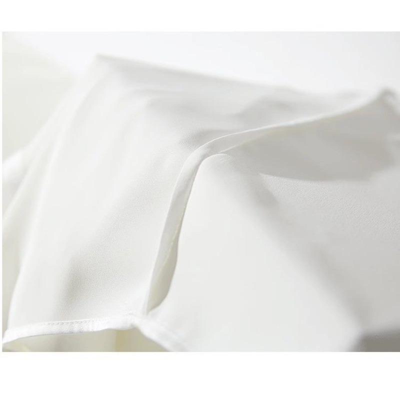 White Satin Shirt Loose Fit Spring Autumn Black Blouse Fashionable Design High Quality Comfortable Stylish Top
