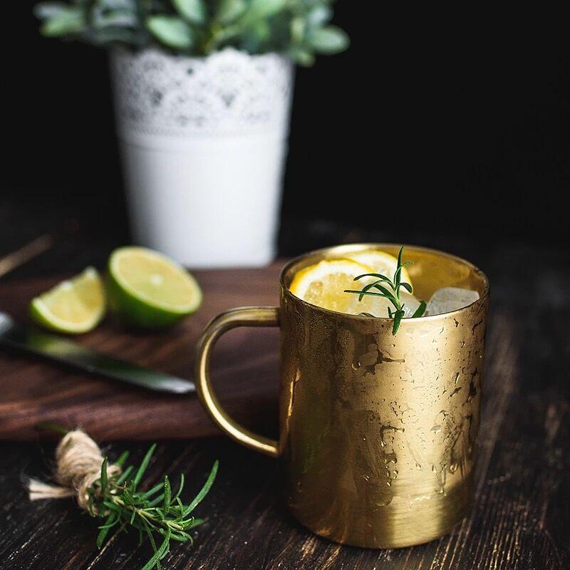 

Кружка из нержавеющей стали 400 мл, скандинавская металлическая чашка с покрытием из розового золота для пива, кофе, чая с молоком, минималистичная чашка для воды, домашняя посуда для напитков 401-500ml золотой