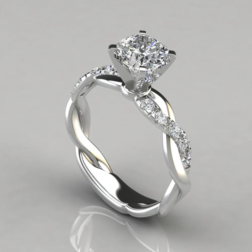 Classic Matching Wedding Rings Female Women's Engagement Rings with Zircon Crystal Stone Jewelry Accessories Wedding Day Gift