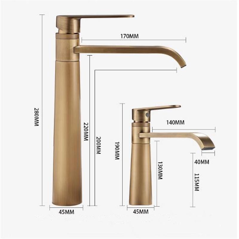 Basin Faucets Antique Bronze Bathroom Faucet Hot & Cold Brass Bathroom Sink Faucet Deck Mounted Lavotory Faucet Mixer Water Tap