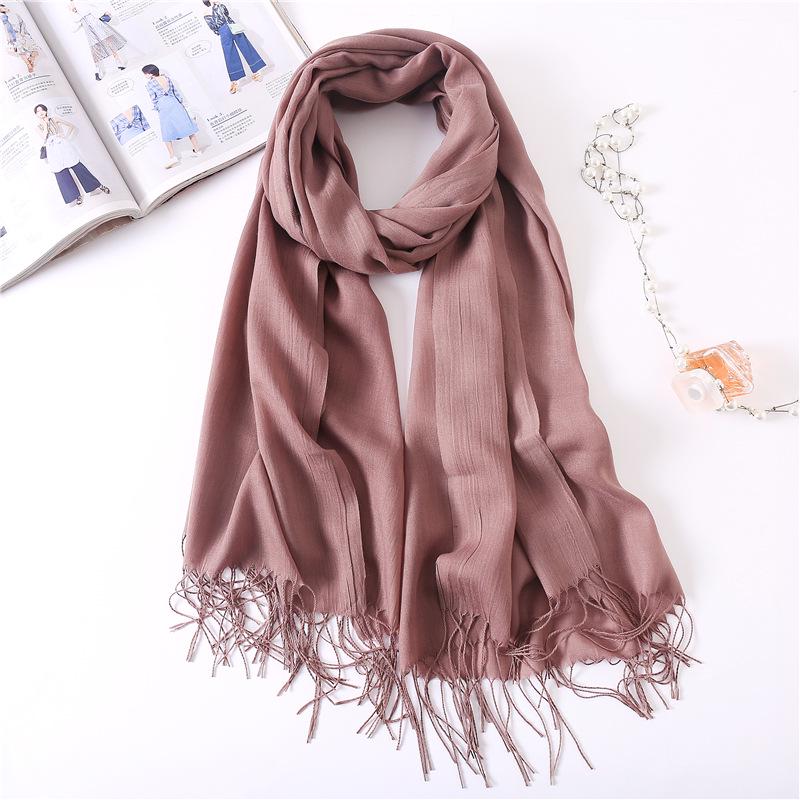 Fashion Cashmere Hijab Scarf For Women Winter Solid Shawls and Wraps Autumn Pashmina Scarfs Female Head Scarves For Ladies