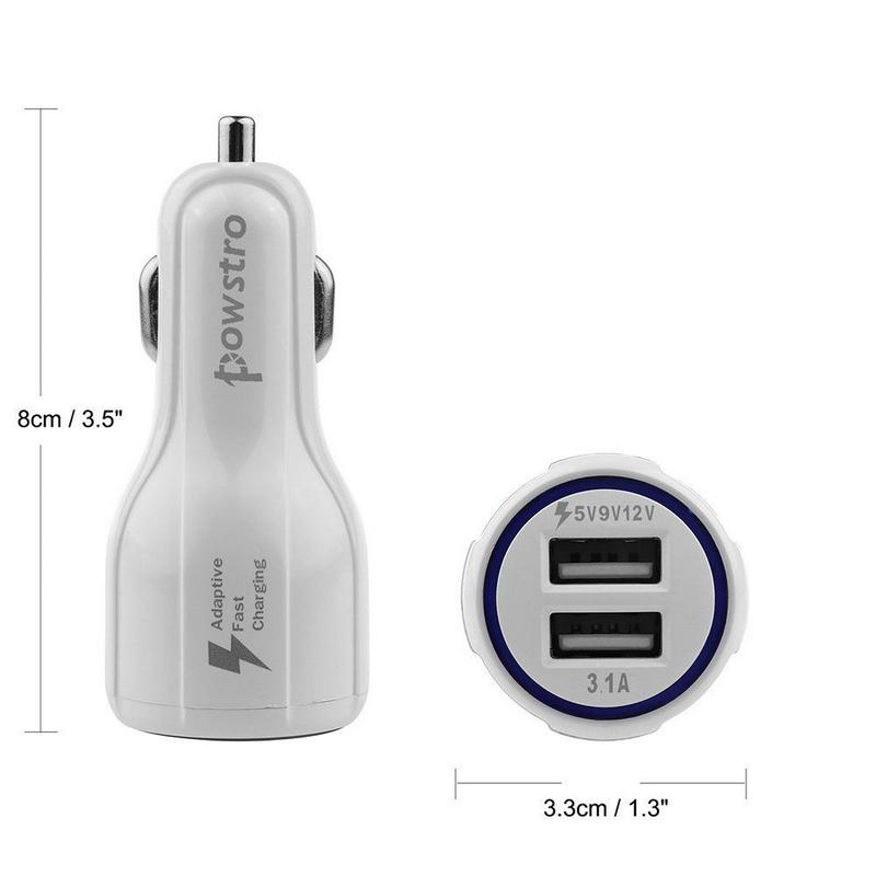 3.1A Fast Quick Charging Dual USB Port Car Charger for Samsung Galaxy White