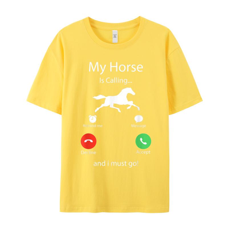 All Cotton Unisex Short Sleeve My Horse Is Calling And Tshirts Gift Idea Tees Loose Casual O Neck T Shirt