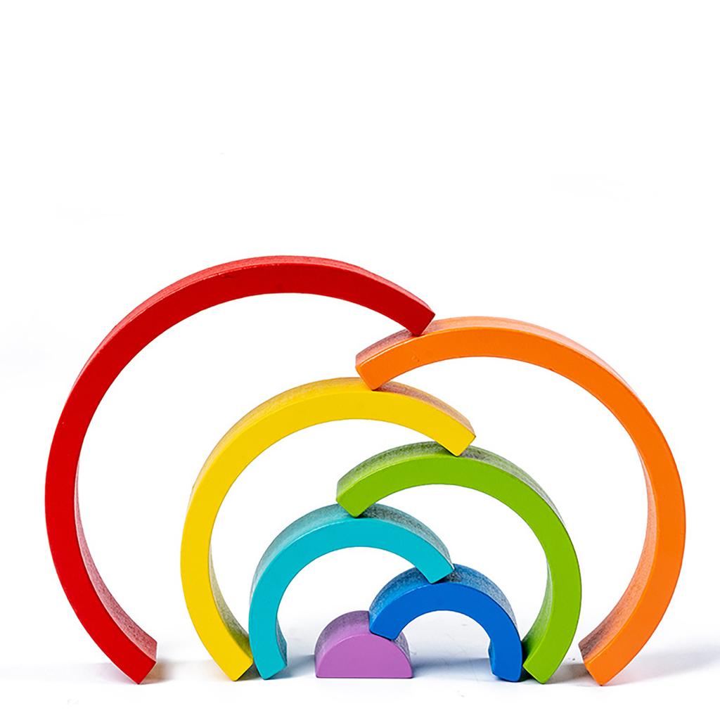Wooden Rainbow Building Blocks For Children'S Puzzle Assembly, Stacking Music Enlightenment, Color Cognition, Ornament Toys