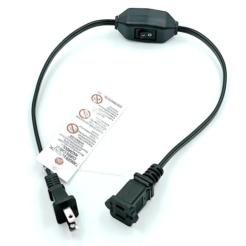 US Standard 1-15P15R 2-Pin Male/Female Right Angle Extension Cord for Christmas Lights