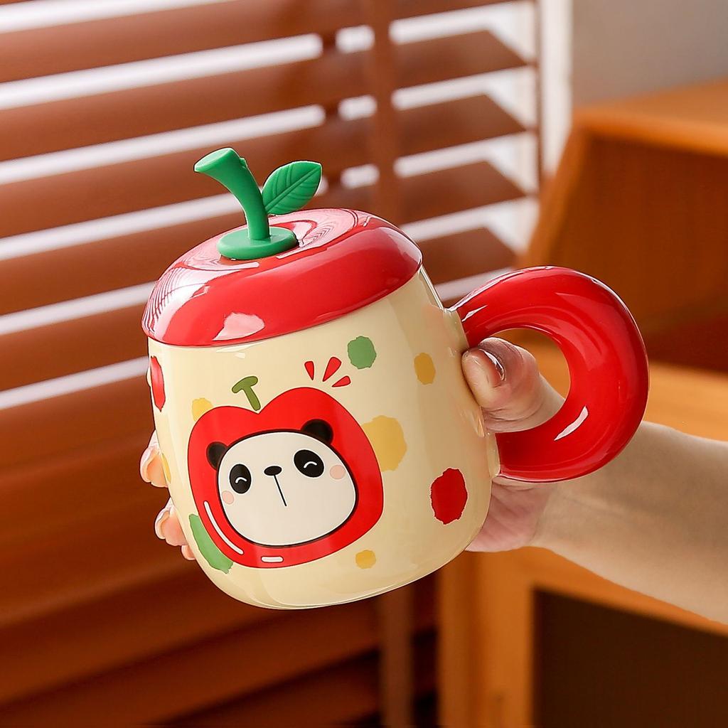 Muse water cup girl birthday gift souvenir ceramic cup cute apple mug with lid gift box