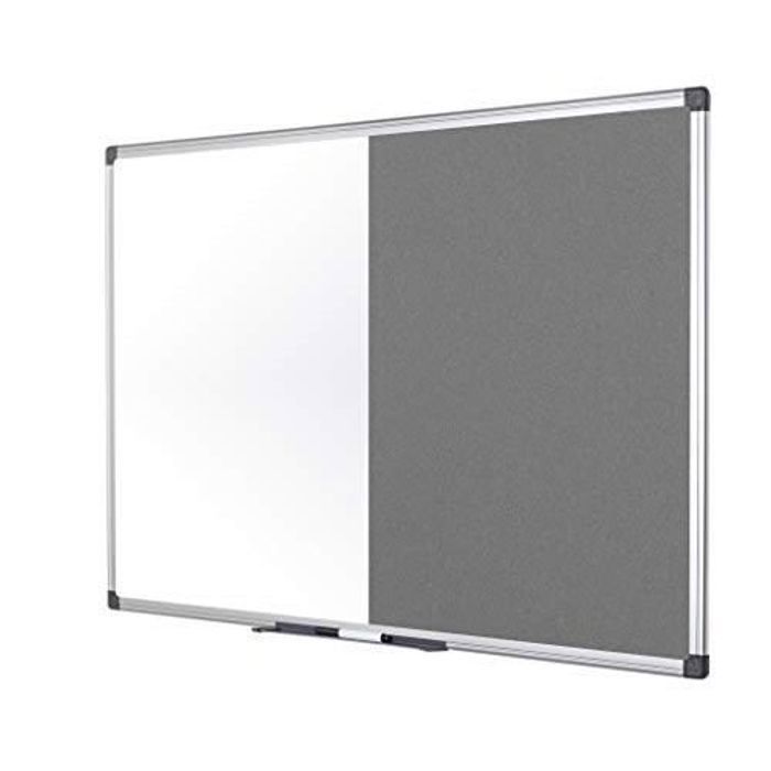 Tableau mixte en feutre magnétique 900 x 600 mm Gris - BI-OFFICE